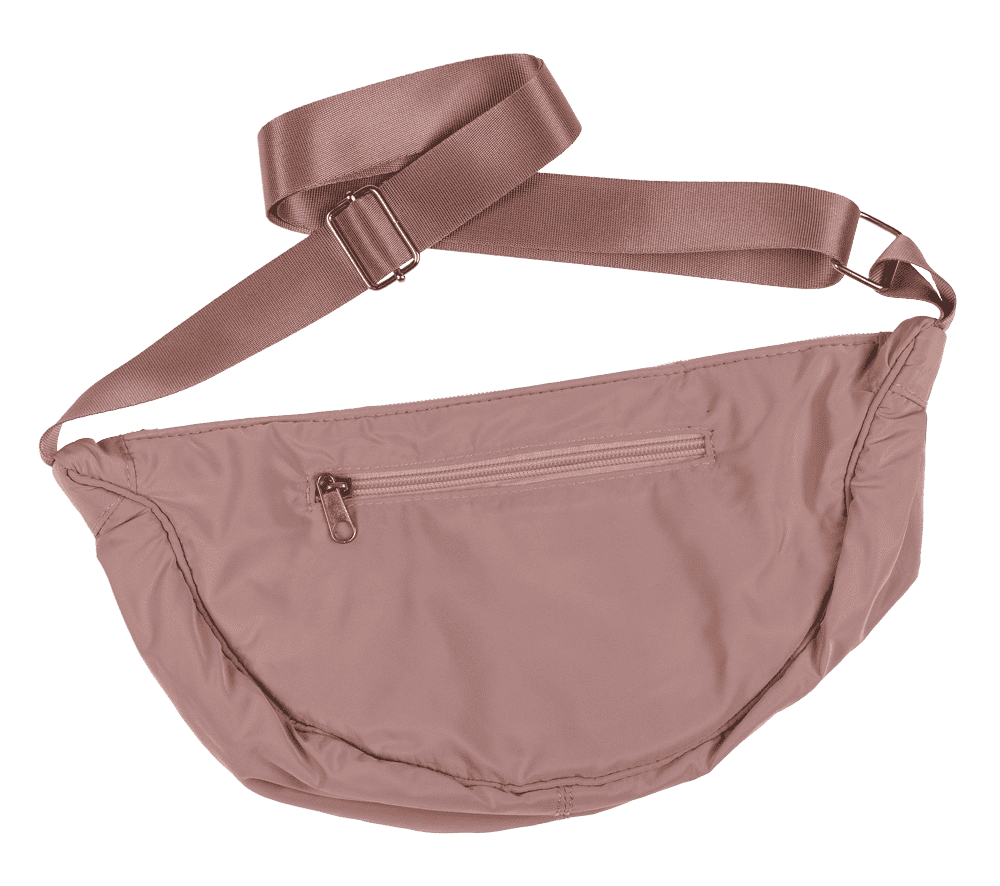 Half rounded shoulder bag with zipper,