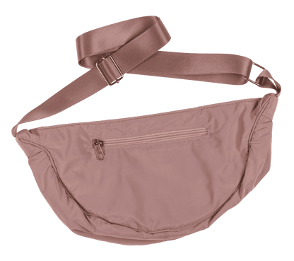 Half rounded shoulder bag with zipper,