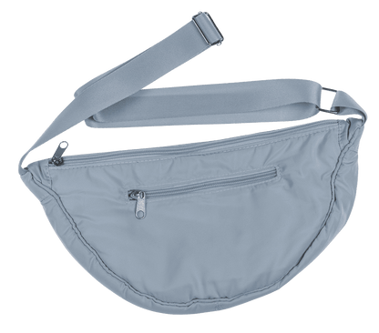 Half rounded shoulder bag with zipper,