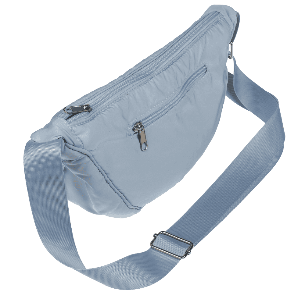 Half rounded shoulder bag with zipper,