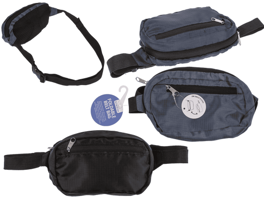 Foldable belt bag, with front & side pocket,