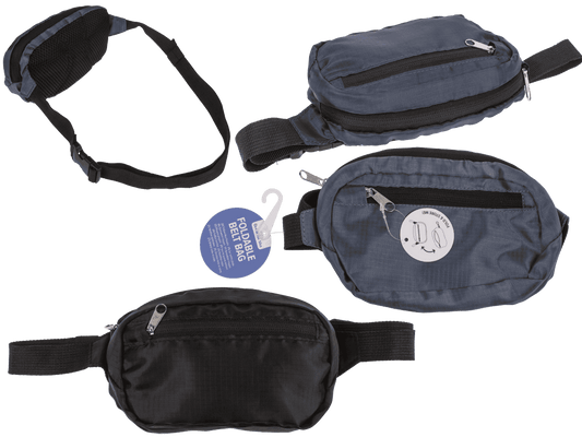 Foldable belt bag, with front & side pocket,