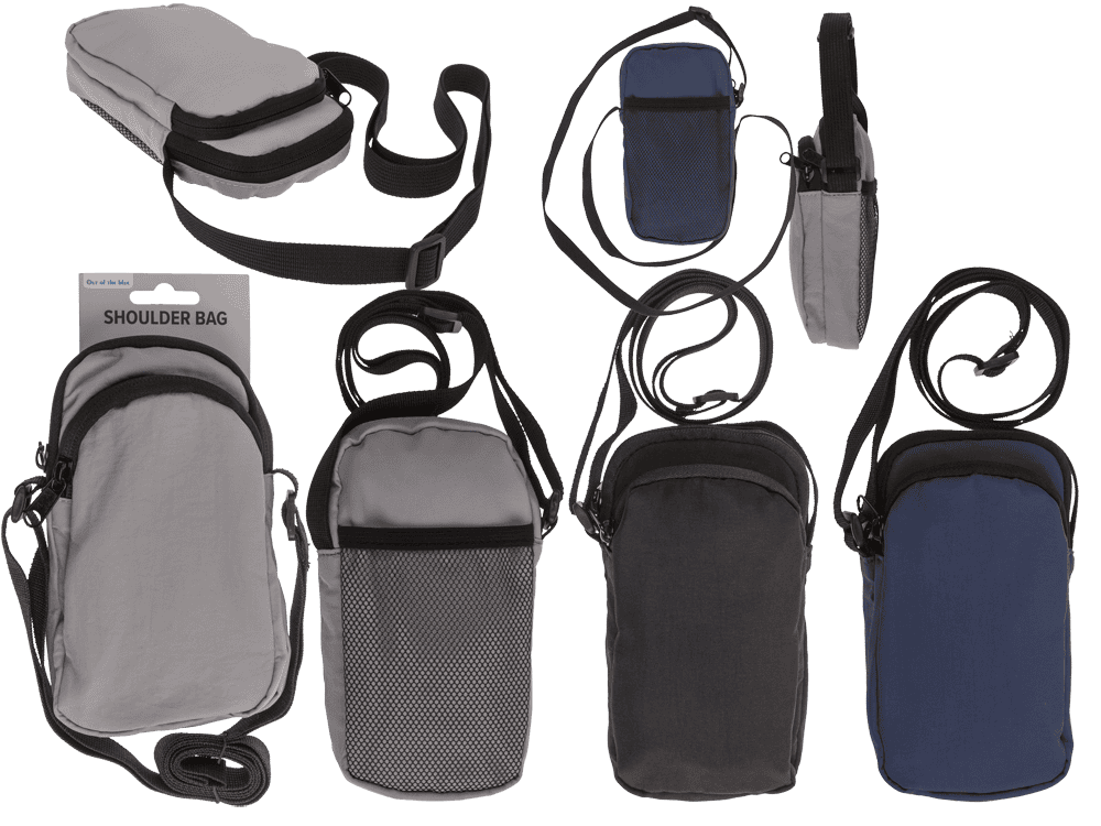 Shoulder bag, 2 main compartments + mesh pocket,