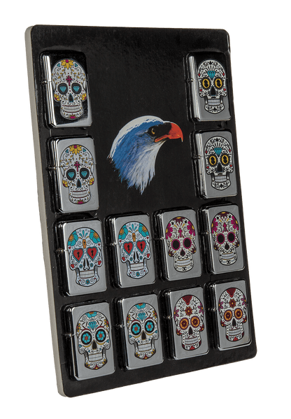 Petrol lighter, Coloured Skull,