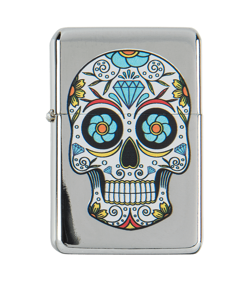 Petrol lighter, Coloured Skull,