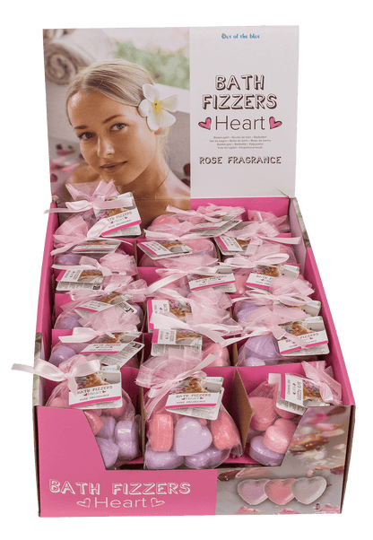 Fizzy bathing hearts with rose fragrance,