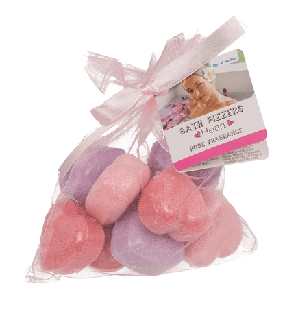 Fizzy bathing hearts with rose fragrance,