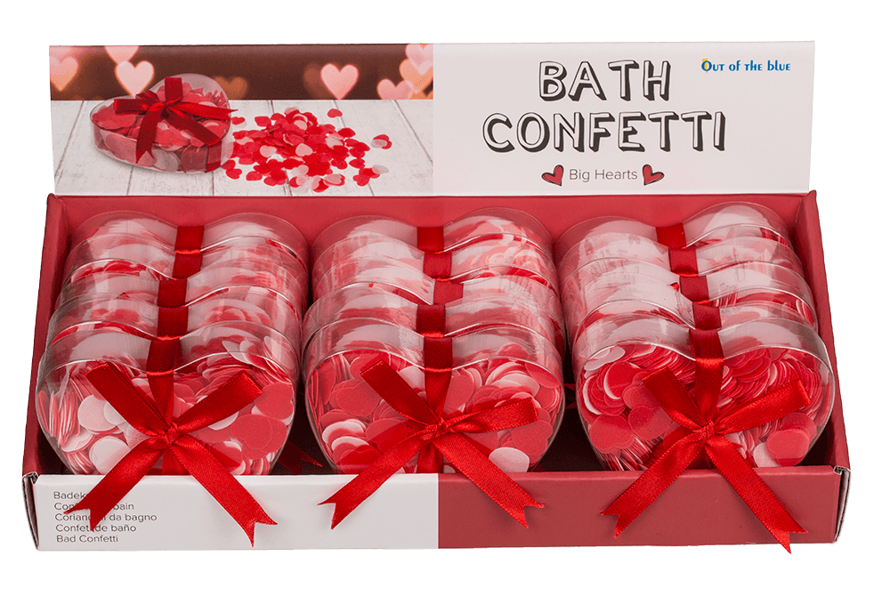 Bath confetti, Hearts, ca. 20 g in PVC gift box,