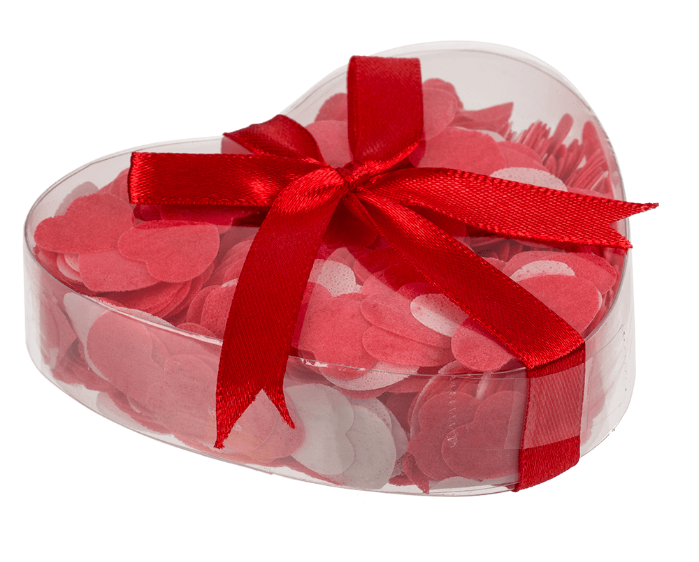 Bath confetti, Hearts, ca. 20 g in PVC gift box,