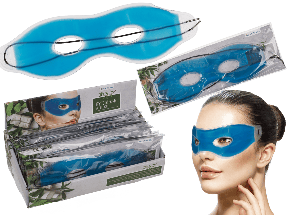 Blauwe gel-oogmasker, ca. 24 cm, 20 stuks per display, ideaal voor ontspanning en verzorging van de huid.