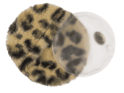 Hand warmer, leopard design, with plush cover,