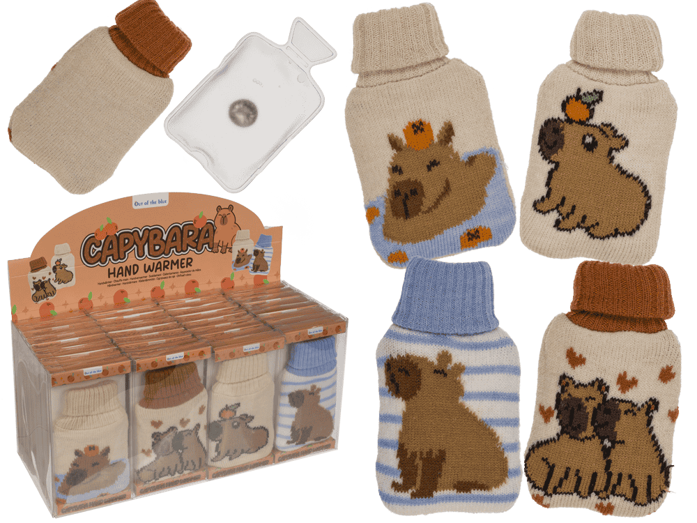 Handwarmer, hot water bottle witt knitted cover,