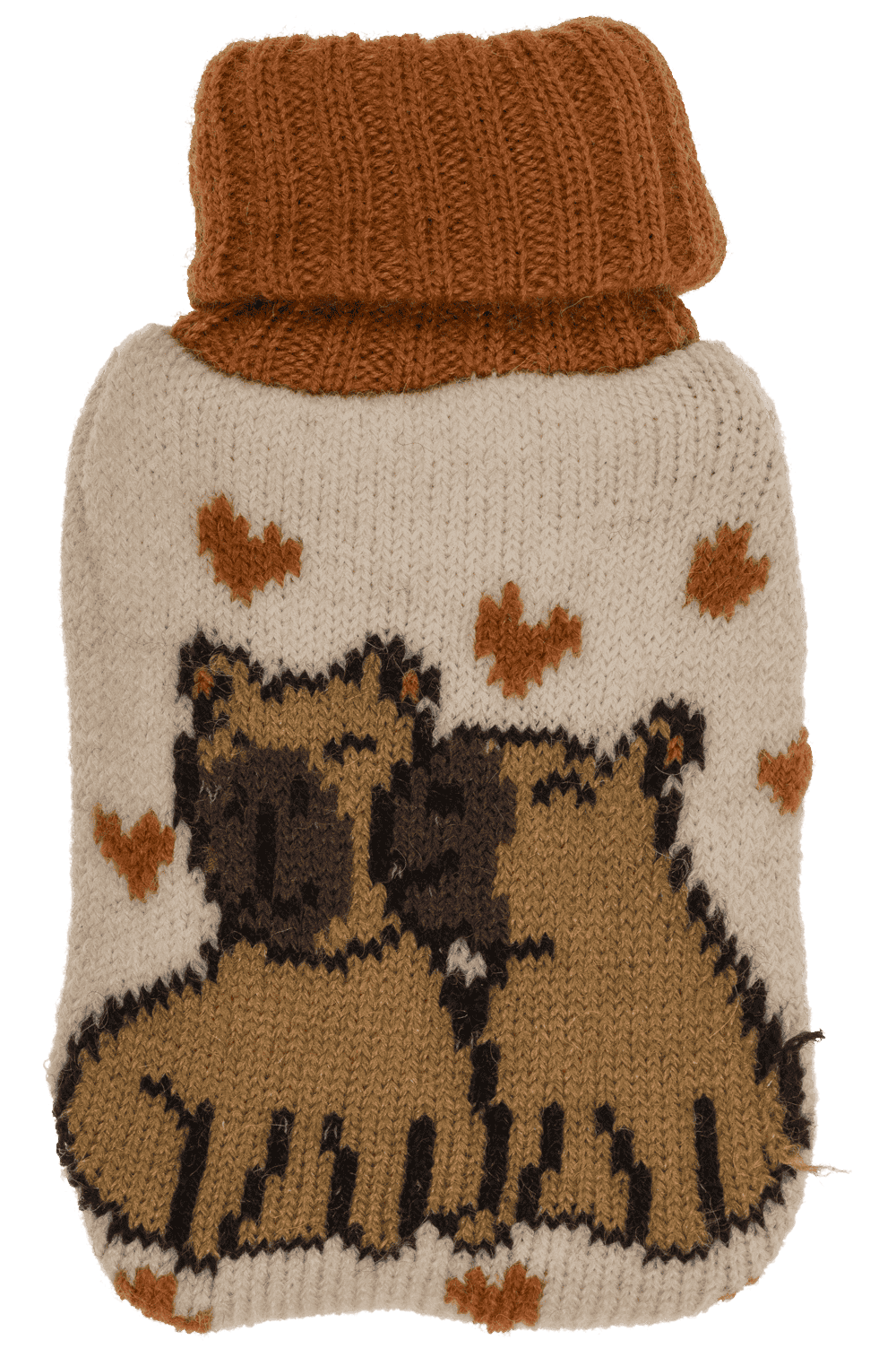 Handwarmer, hot water bottle witt knitted cover,