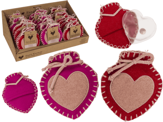 Hand warmer, Heart, with felt cover,