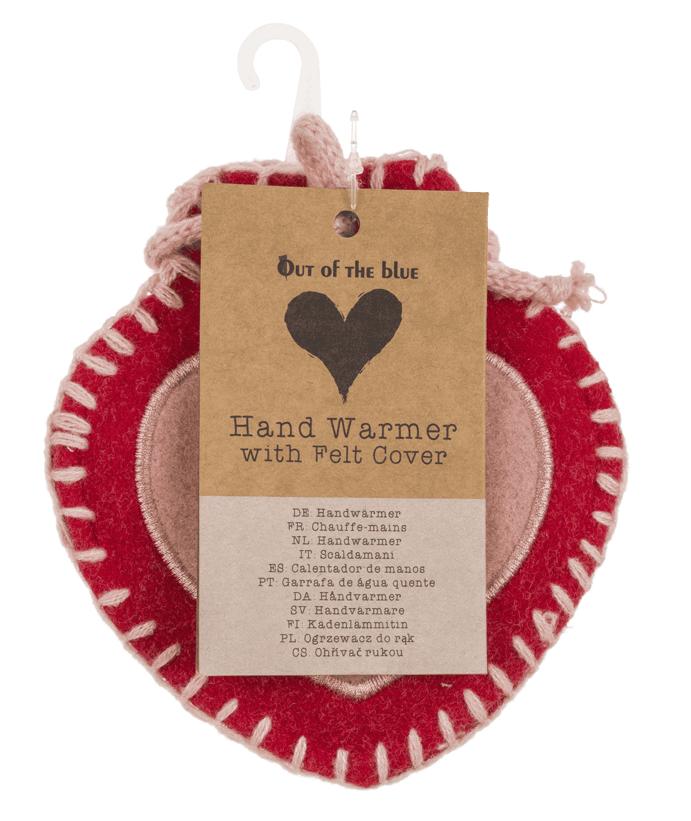 Hand warmer, Heart, with felt cover,
