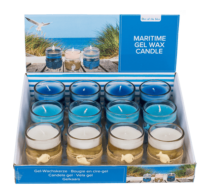 Gel wax candle in glass, with sisal maritime deco,