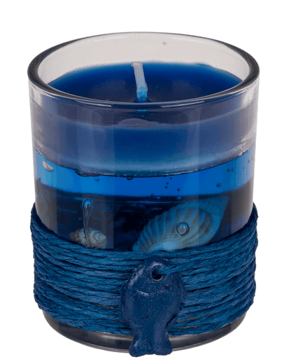Gel wax candle in glass, with sisal maritime deco,