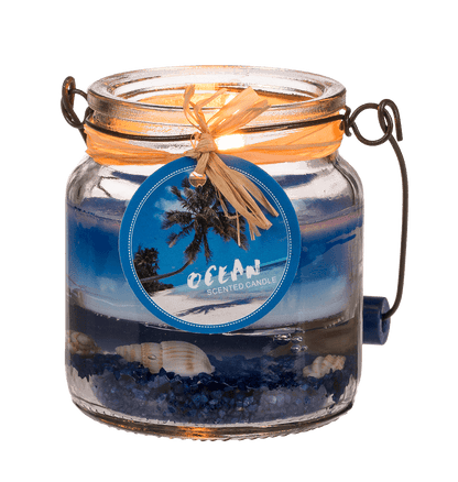 Candle in glass with metal handle, Maritime,