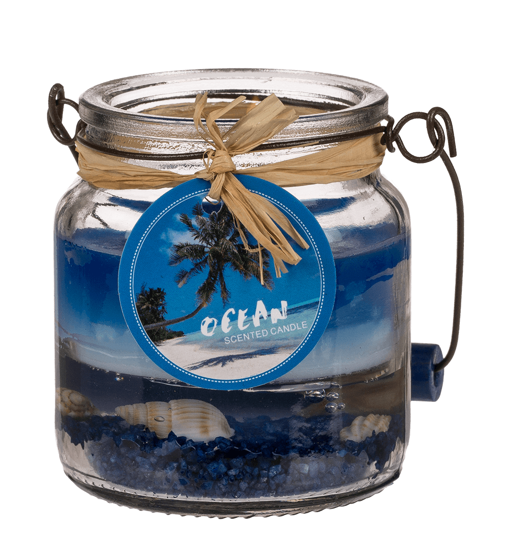 Candle in glass with metal handle, Maritime,