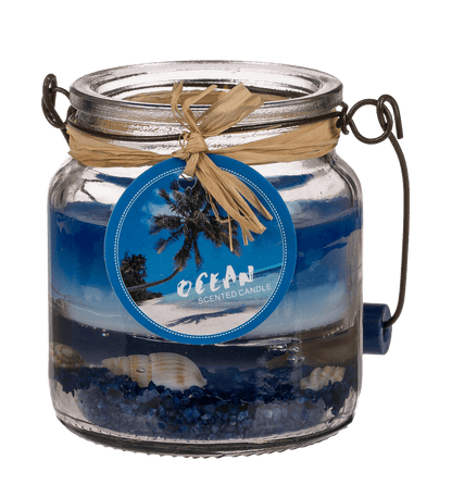 Candle in glass with metal handle, Maritime,