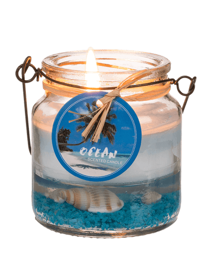 Candle in glass with metal handle, Maritime,