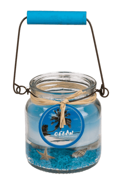 Candle in glass with metal handle, Maritime,