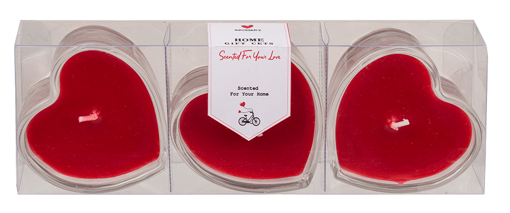 Candle in heart shaped glass,