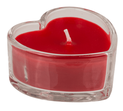 Candle in heart shaped glass,
