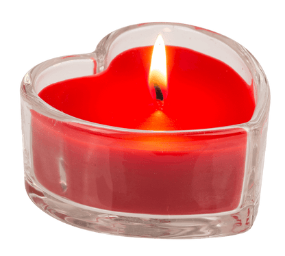 Candle in heart shaped glass,