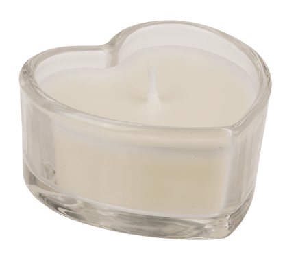 Candle in heart shaped glass,