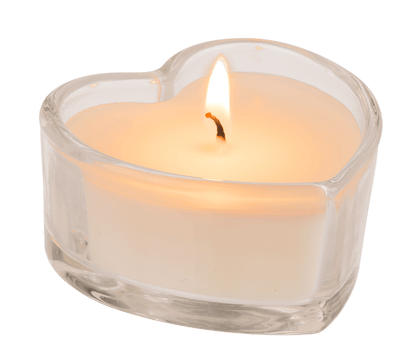 Candle in heart shaped glass,