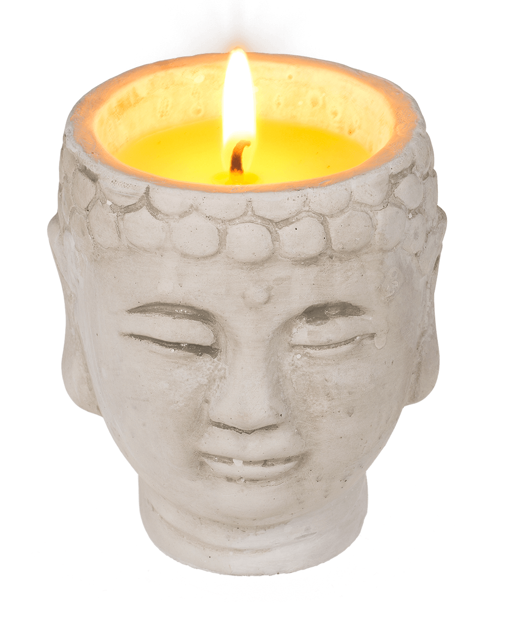 Citronella candle in buddha pot,