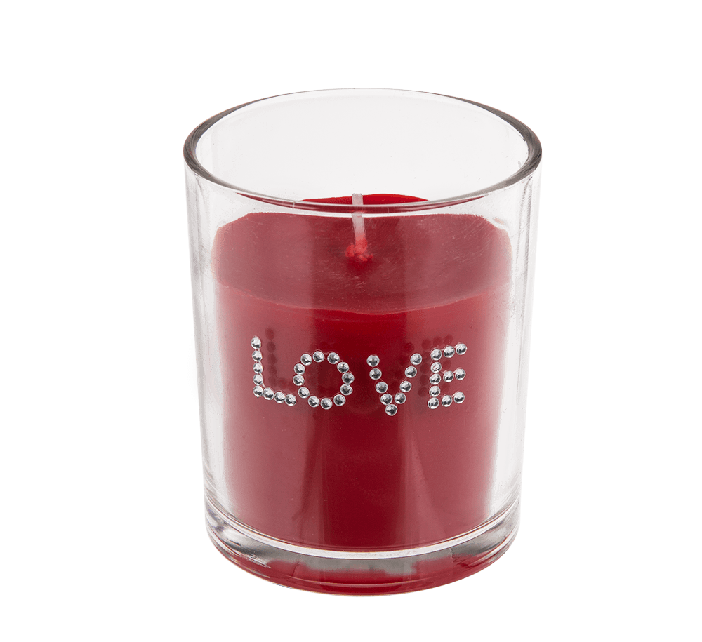 Scented candle (rose) in glass, Love,