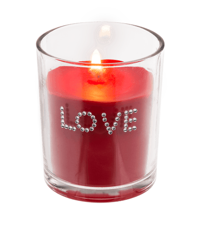 Scented candle (rose) in glass, Love,