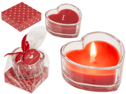 Candle in glass, heart shaped,