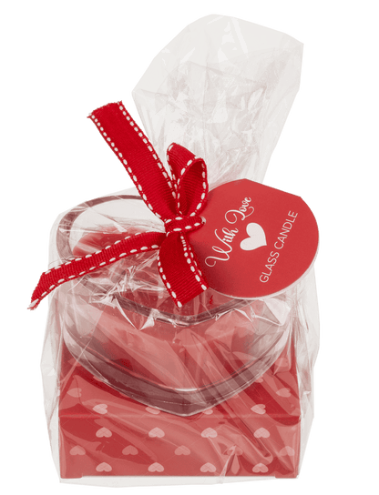 Candle in glass, heart shaped,