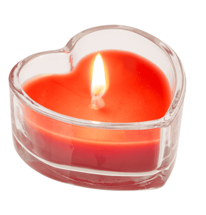 Candle in glass, heart shaped,