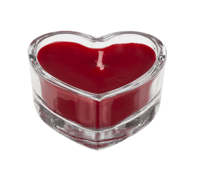 Candle in glass, heart shaped,
