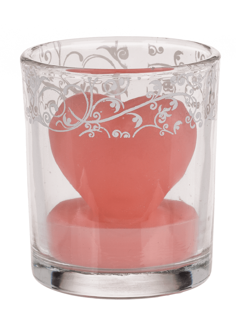 Candle in glass with decor, heart,