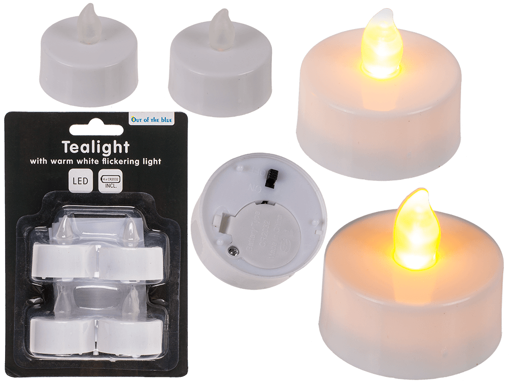 Tealight with warm white flickering LED,