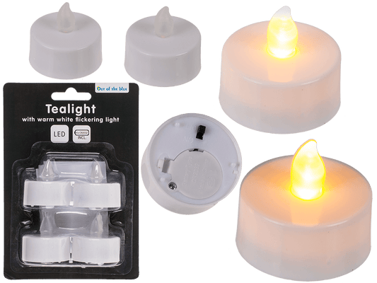 Tealight with warm white flickering LED,