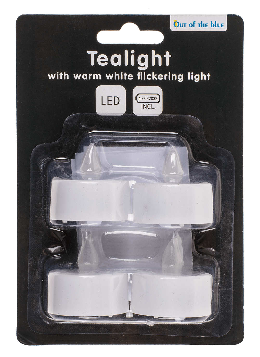 Tealight with warm white flickering LED,