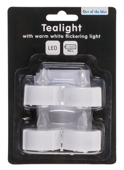 Tealight with warm white flickering LED,