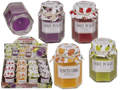 Scented candle in jar glass (strawberry,