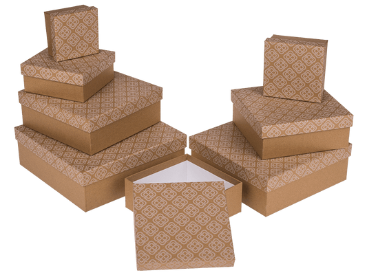 Kraft paper gift box, with floral ornament,