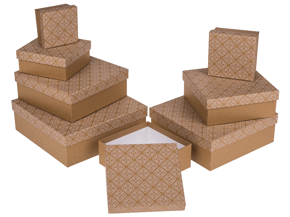 Kraft paper gift box, with floral ornament,