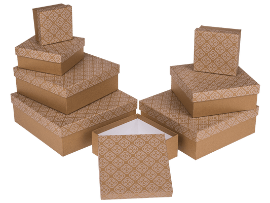 Kraft paper gift box, with floral ornament,