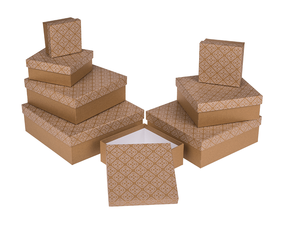 Kraft paper gift box, with floral ornament,