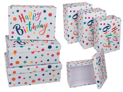 light grey colored paper gift box, Happy Birthday,