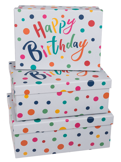 light grey colored paper gift box, Happy Birthday,